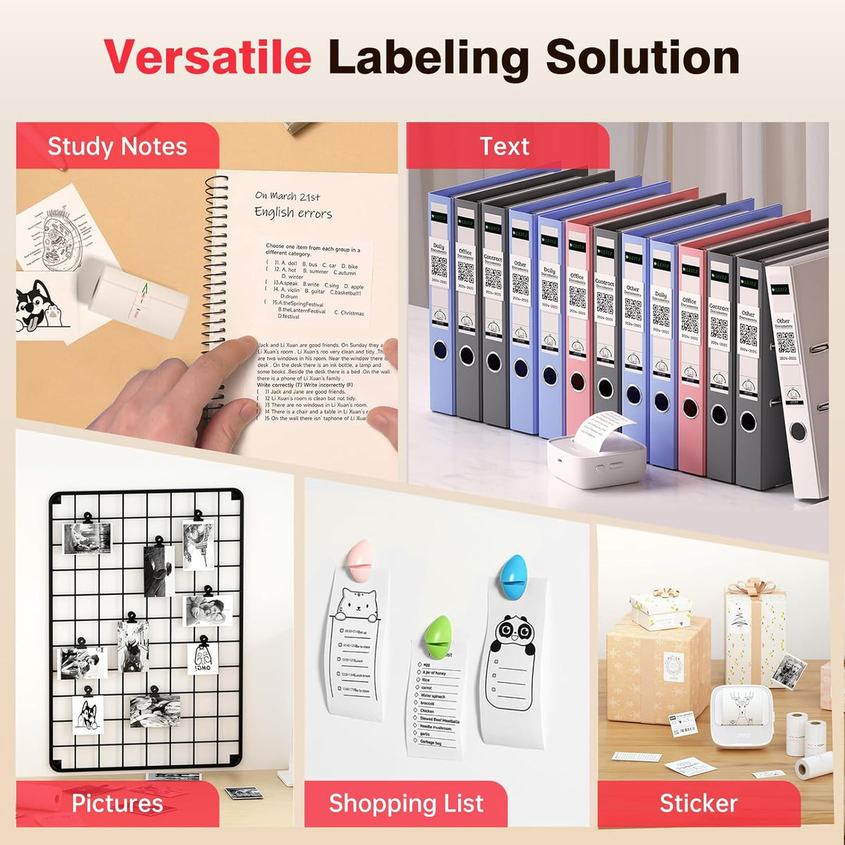 Sticker Printer, Mini Thermal Printer Bluetooth Portable Sticker Maker with 1 Roll Paper, Print Pod, for Study Notes, Pictures, Labels, DIY, Multiple Templates for Phones & Tablets