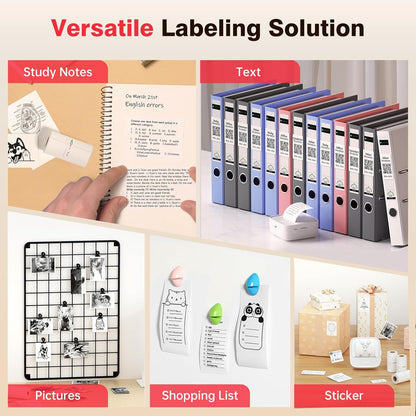 Sticker Printer, Mini Thermal Printer Bluetooth Portable Sticker Maker with 1 Roll Paper, Print Pod, for Study Notes, Pictures, Labels, DIY, Multiple Templates for Phones & Tablets