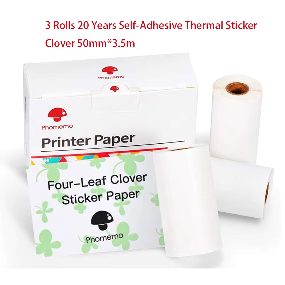 Thermal Paper Original  Sticker 3 Rolls Fit M02 M02S M02 Pro Thermal Printer Mini Thermal Photo Sticker
