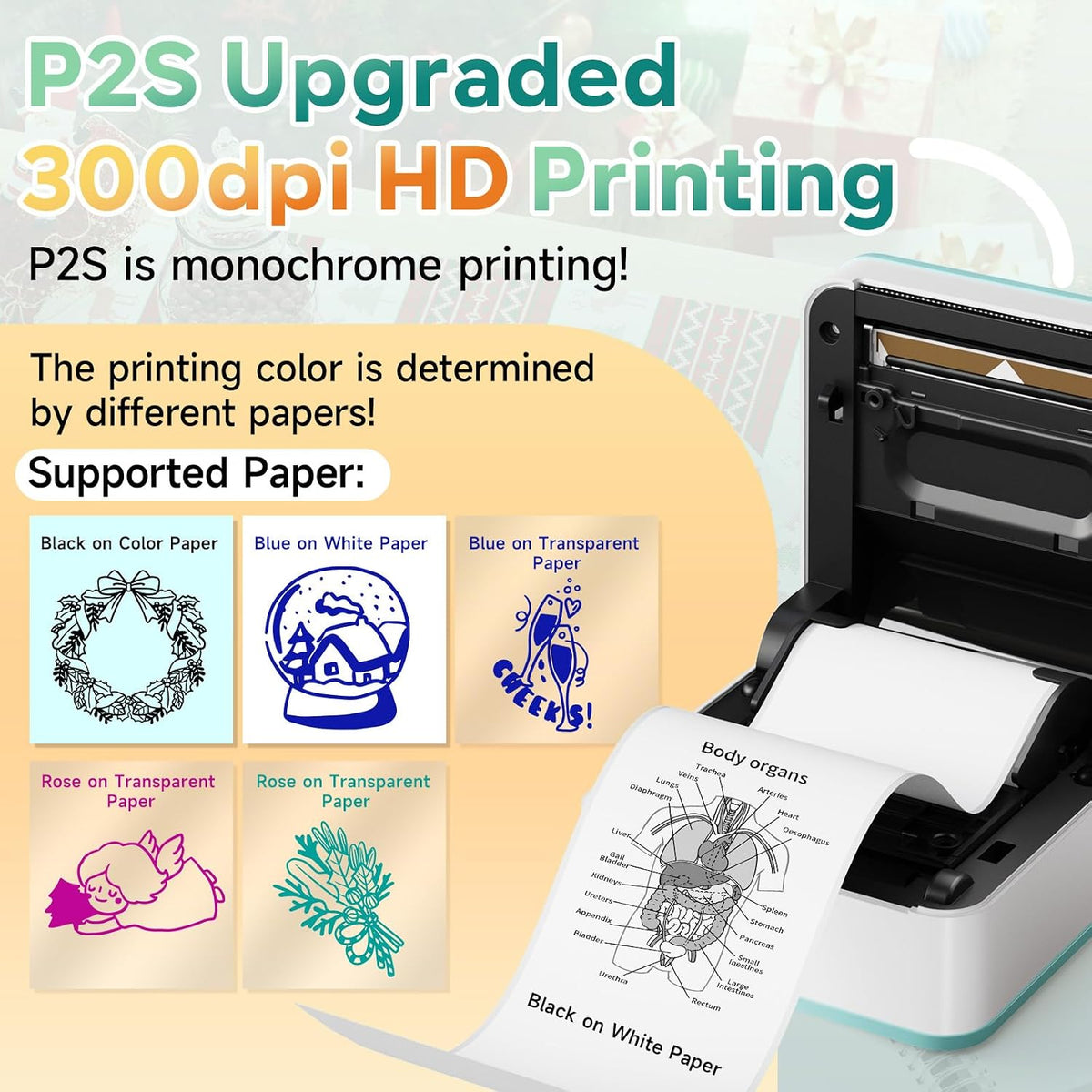 Mini Printer Sticker Maker, Mini Thermal Sticker Printer P2S