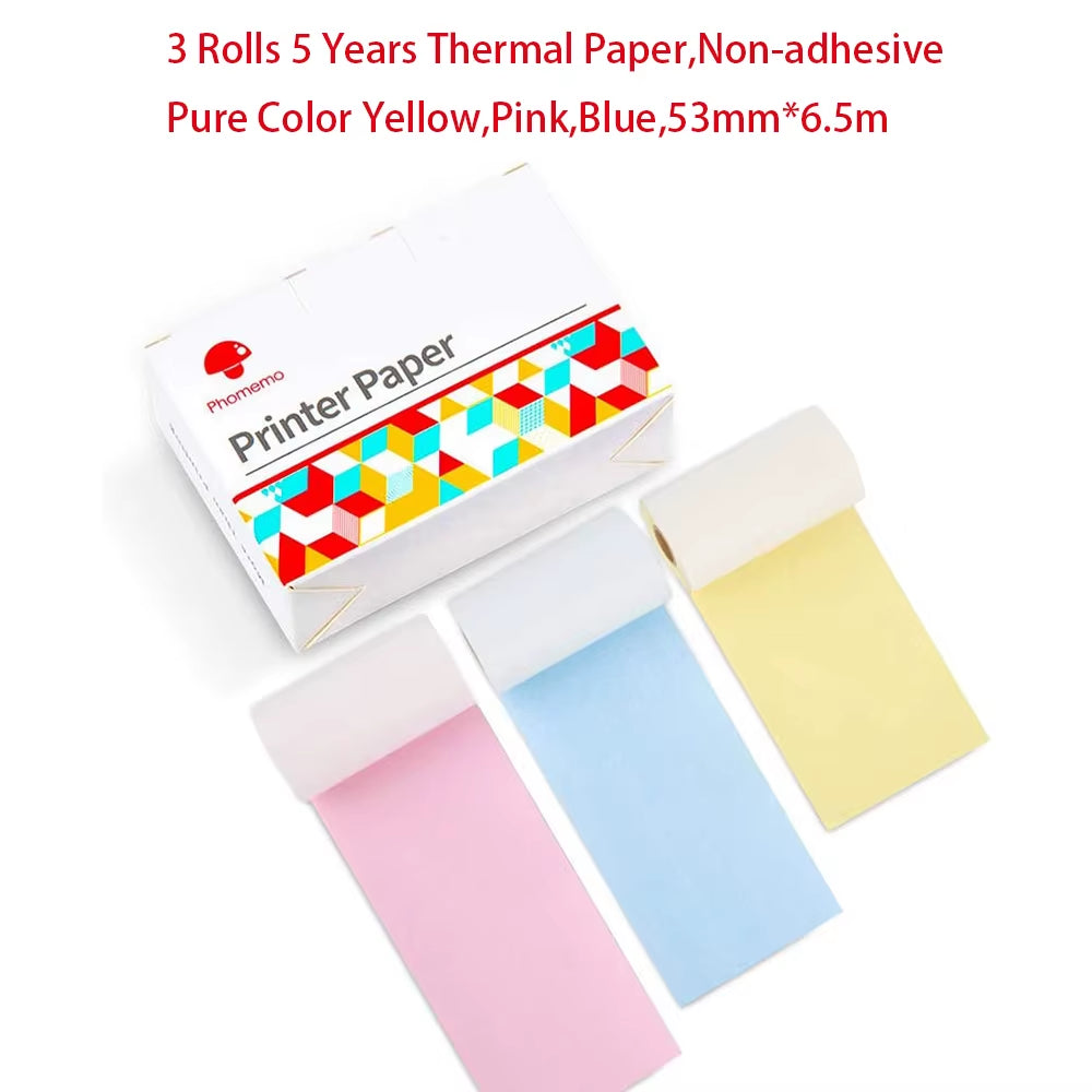 Thermal Paper Original  Sticker 3 Rolls Fit M02 M02S M02 Pro Thermal Printer Mini Thermal Photo Sticker