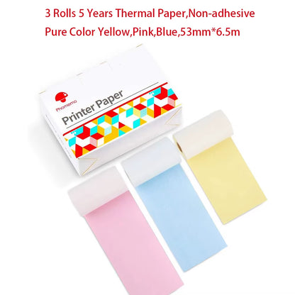 Thermal Paper Original  Sticker 3 Rolls Fit M02 M02S M02 Pro Thermal Printer Mini Thermal Photo Sticker