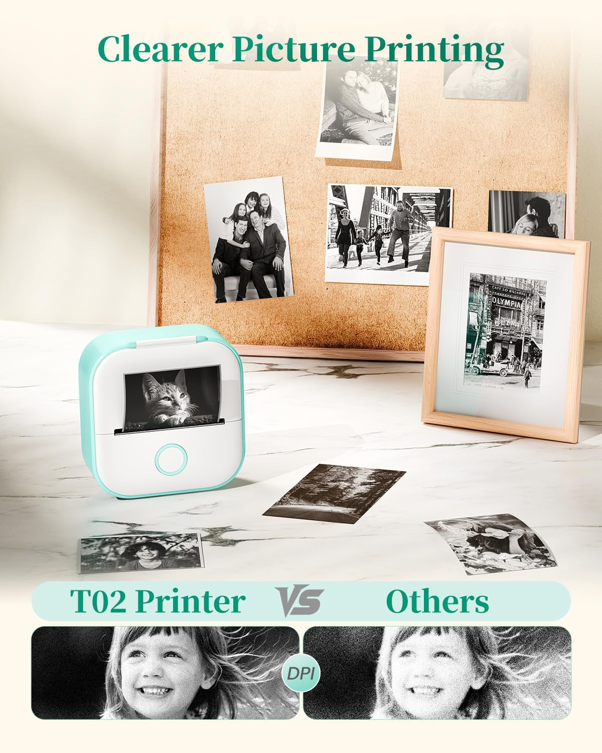 Mini Sticker Printer-T02 Mini Thermal Printer AI Sticker Maker with 600 Pcs