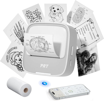 Sticker Printer, Mini Thermal Printer Bluetooth Portable Sticker Maker with 1 Roll Paper, Print Pod, for Study Notes, Pictures, Labels, DIY, Multiple Templates for Phones & Tablets