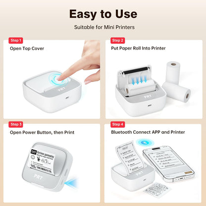 Sticker Printer, Mini Thermal Printer Bluetooth Portable Sticker Maker with 1 Roll Paper, Print Pod, for Study Notes, Pictures, Labels, DIY, Multiple Templates for Phones & Tablets