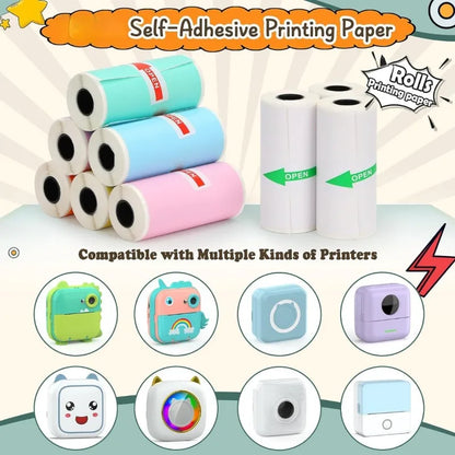 Mini Printer Sticker Paper, Thermal Paper Rolls for T02/M02 and Mini Printer, Smooth Color Self-Adhesive Paper 25X57Mm Paperang