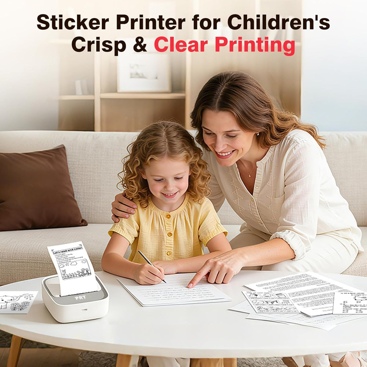 Sticker Printer, Mini Thermal Printer Bluetooth Portable Sticker Maker with 1 Roll Paper, Print Pod, for Study Notes, Pictures, Labels, DIY, Multiple Templates for Phones & Tablets
